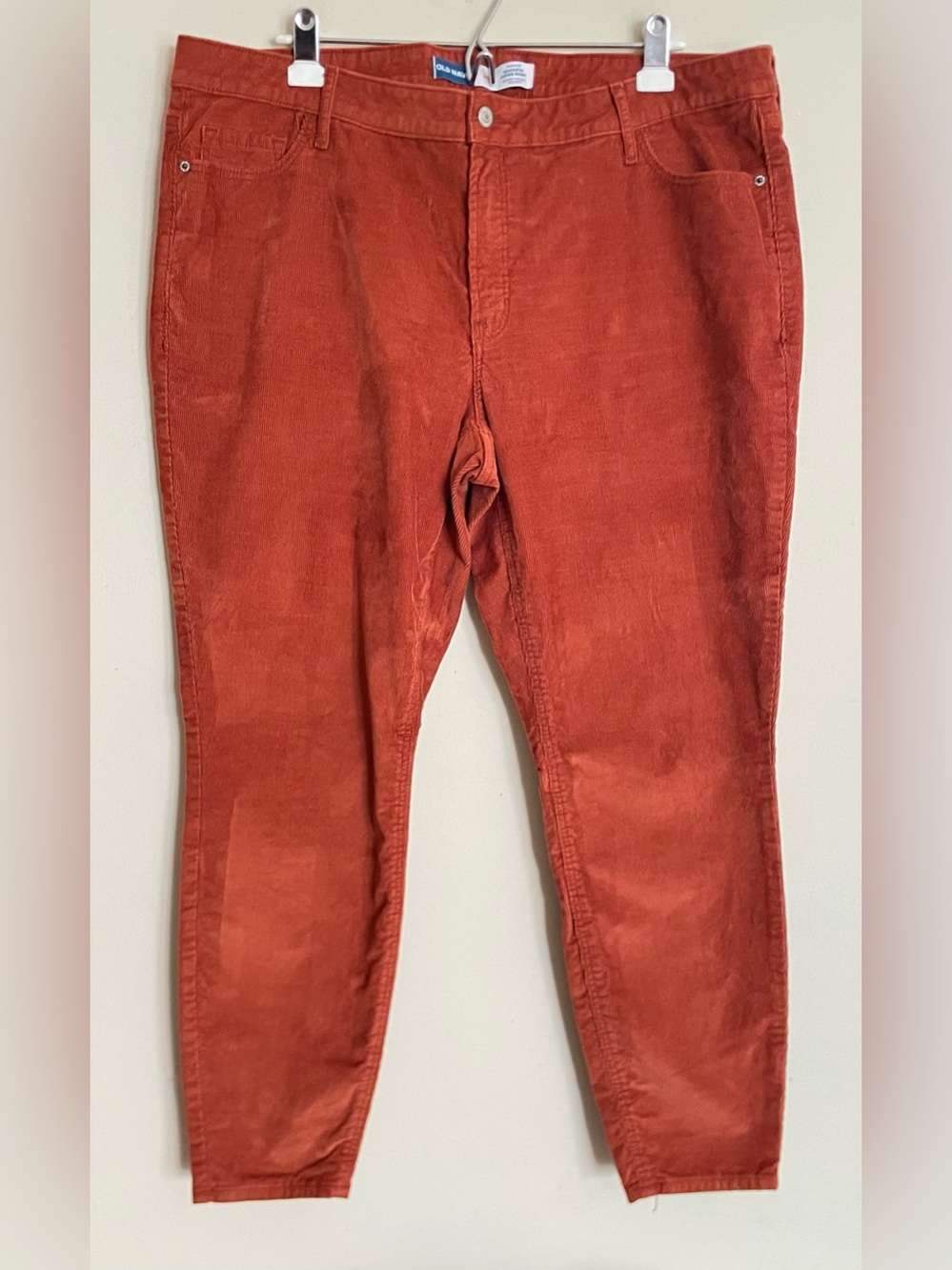 Old Navy Orange Corduroy High-Rise Rockstar Super Skinny Pants